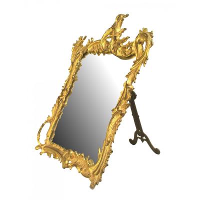 French Louis XV Style Bronze Dore Dressing Table Vanity Mirror