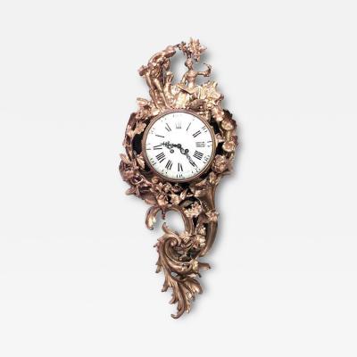 French Louis XV Style Bronze Dore Wall Clock