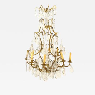French Louis XV Style Bronze Dore and Crystal Chandelier