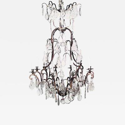 French Louis XV Style Bronze Dore and Crystal Chandelier