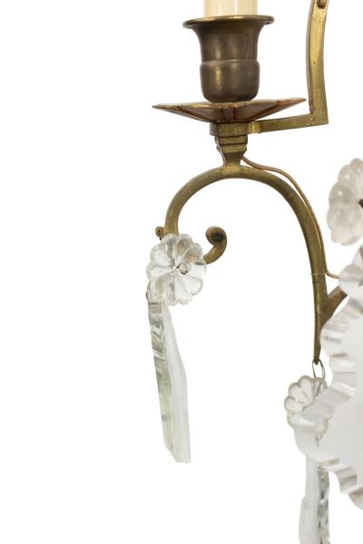 French Louis XV Style Bronze and Crystal Wall Sconces