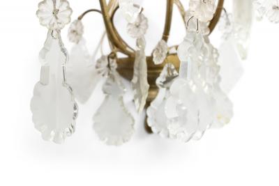 French Louis XV Style Bronze and Crystal Wall Sconces