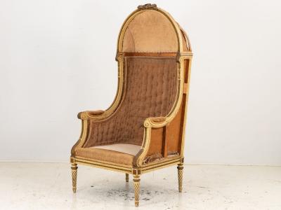 French Louis XV Style Carved Balloon Porters Chair 19th Century