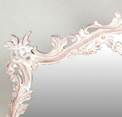 French Louis XV Style Carved Bleached Horizontal Wall Mirror