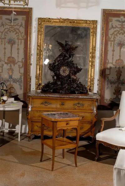 French Louis XV Style Cherry Rafra chissoir with Red Marble Top circa 1850
