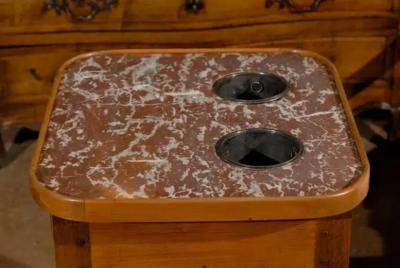 French Louis XV Style Cherry Rafra chissoir with Red Marble Top circa 1850