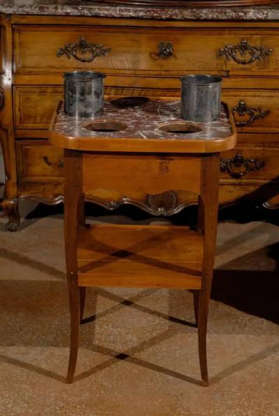 French Louis XV Style Cherry Rafra chissoir with Red Marble Top circa 1850