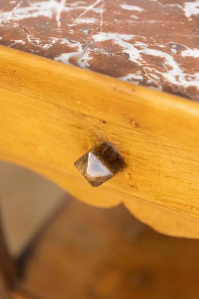 French Louis XV Style Cherry Rafra chissoir with Red Marble Top circa 1850