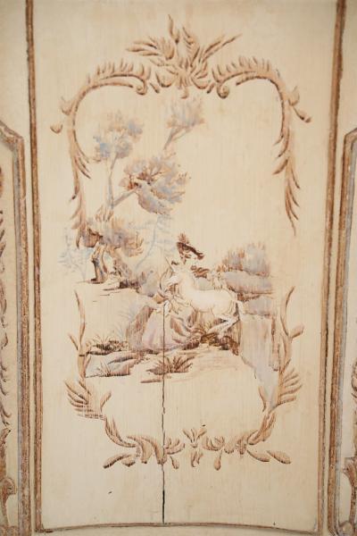 French Louis XV Style Cream Serpentine Commode