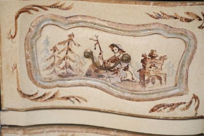 French Louis XV Style Cream Serpentine Commode