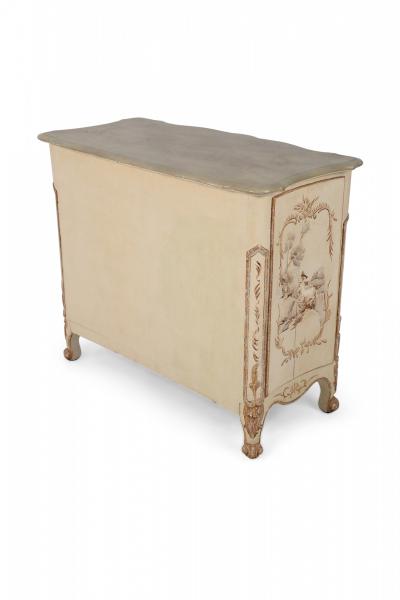 French Louis XV Style Cream Serpentine Commode