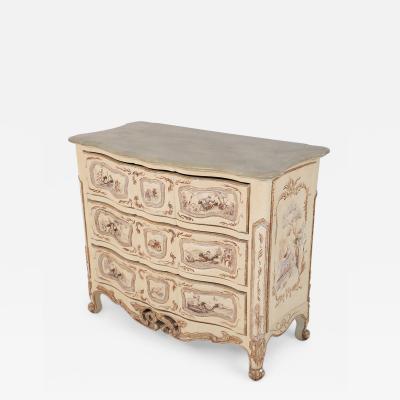 French Louis XV Style Cream Serpentine Commode