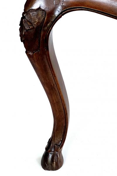 French Louis XV Style Double seat Walnut Bench with Caned Seat
