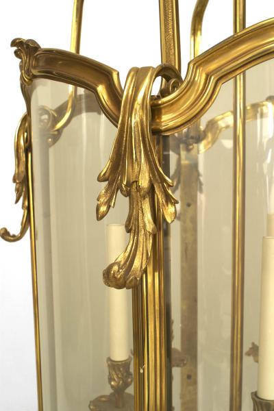French Louis XV Style Gilt Bronze and Glass Pendant Lantern
