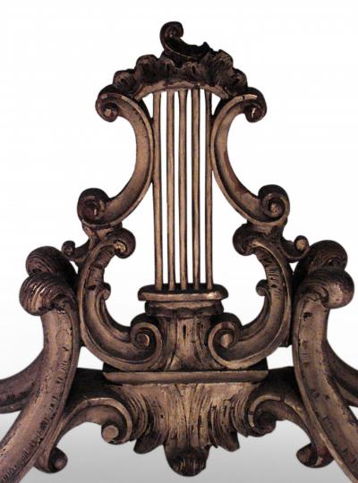 French Louis XV Style Gilt Fruitwood Lyre Center Table