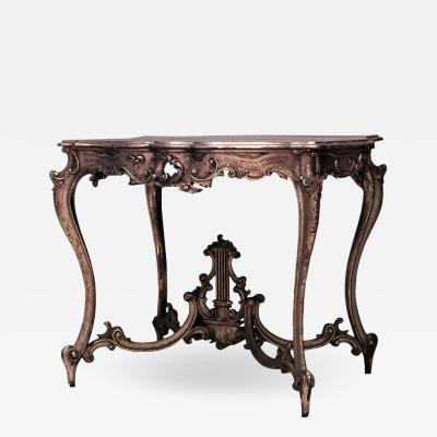 French Louis XV Style Gilt Fruitwood Lyre Center Table