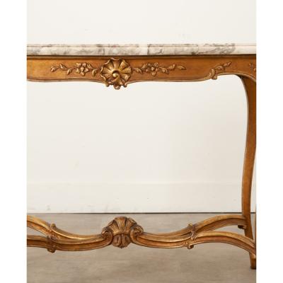 French Louis XV Style Gilt Marble Table