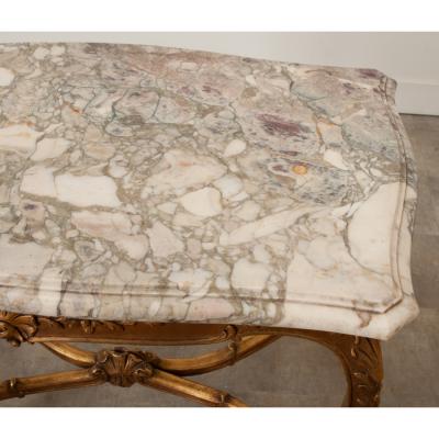 French Louis XV Style Gilt Marble Table