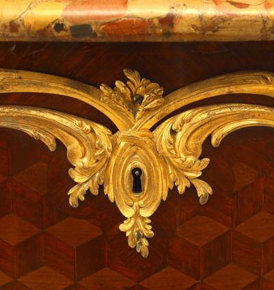 French Louis XV Style Inlaid Parquetry Commode