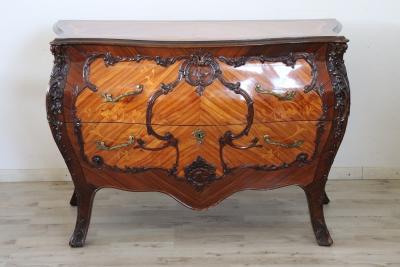 French Louis XV Style Inlay Wood Chest of Drawers
