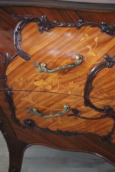 French Louis XV Style Inlay Wood Chest of Drawers