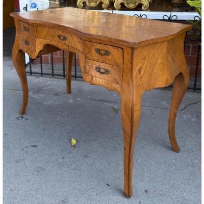 French Louis XV Style Kingwood Bombay Writing Table Desk