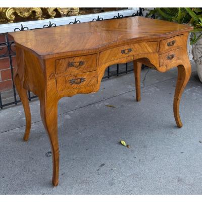 French Louis XV Style Kingwood Bombay Writing Table Desk