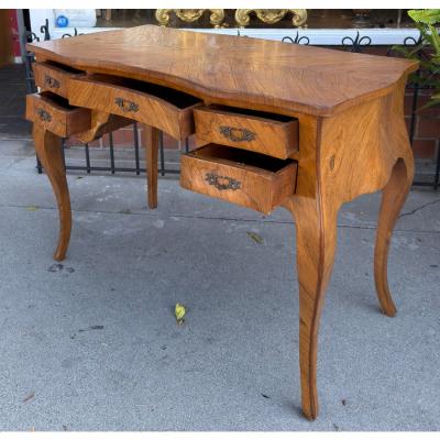 French Louis XV Style Kingwood Bombay Writing Table Desk
