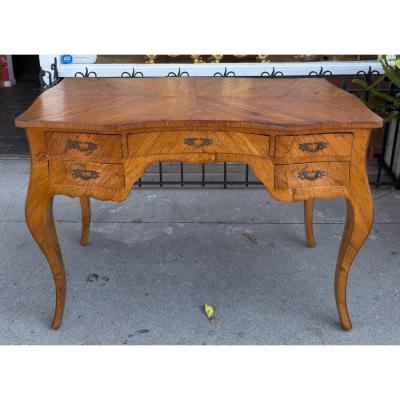 French Louis XV Style Kingwood Bombay Writing Table Desk