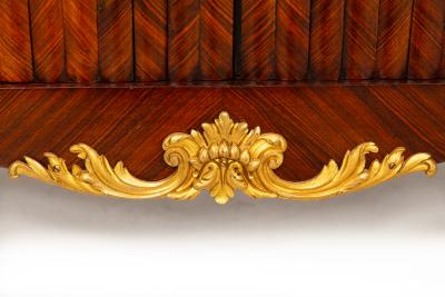French Louis XV Style Kingwood Marble Top Bibliotheque Cabinet