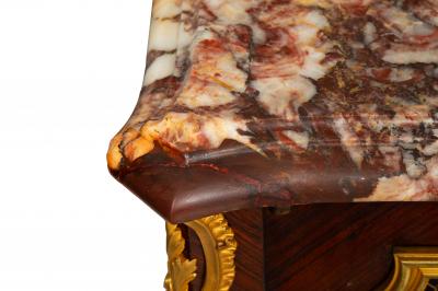 French Louis XV Style Kingwood Marble Top Bibliotheque Cabinet