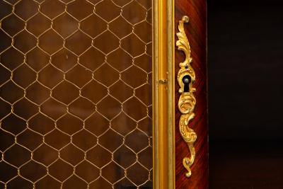 French Louis XV Style Kingwood Marble Top Bibliotheque Cabinet