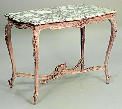 French Louis XV Style Marble Top Center Table