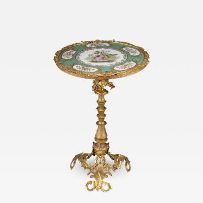 French Louis XV Style Ormolu Bronze Sevres Style Side Table