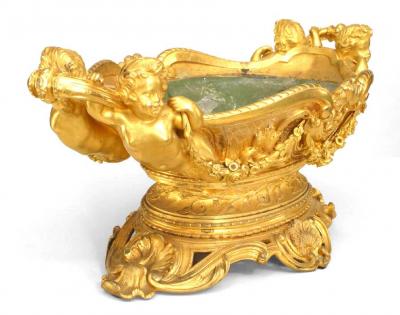 French Louis XV Style Oval Bronze Dore Centerpiece