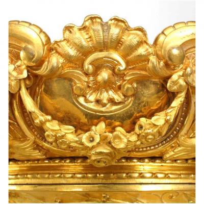 French Louis XV Style Oval Bronze Dore Centerpiece