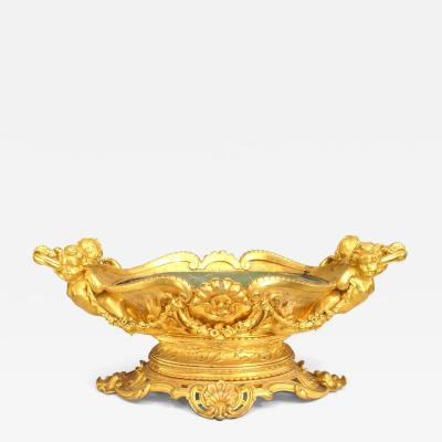 French Louis XV Style Oval Bronze Dore Centerpiece