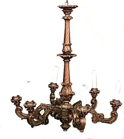 French Louis XV Style Painted Wood Chandelier
