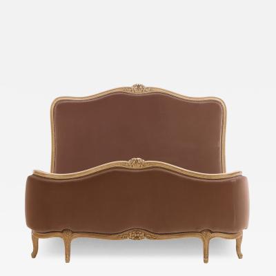 French Louis XV Style Painted and Upholstered Full Bed Ca 1940 