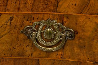 French Louis XV Style Serpentine Front Inlaid 3 Drawer Commode