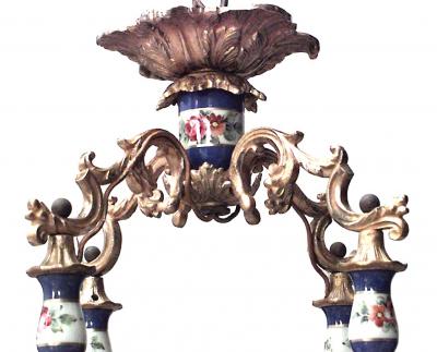 French Louis XV Style Sevres Porcelain Chandelier
