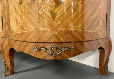 French Louis XV Style Sideboard Inlaid Marble Top Monumental Bronze Mounted