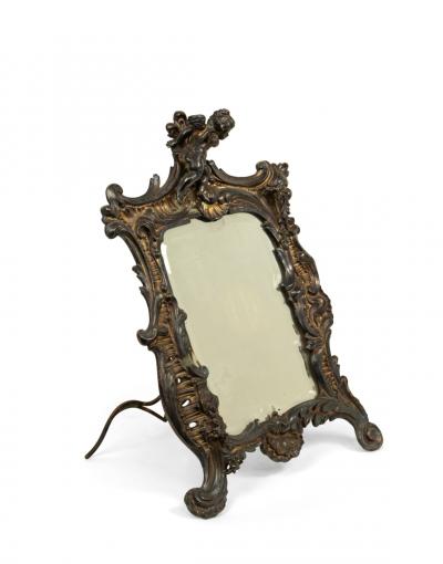 French Louis XV Style Silver Plate Dressing Table Vanity Mirror