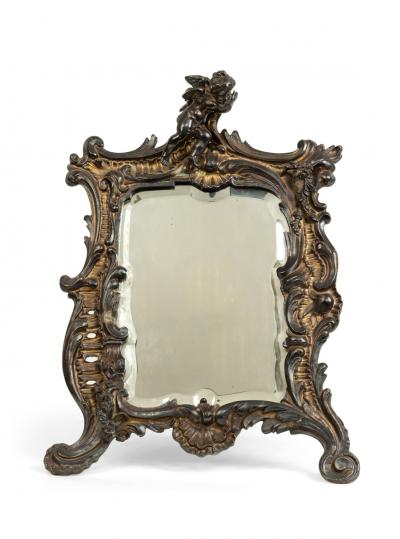 French Louis XV Style Silver Plate Dressing Table Vanity Mirror