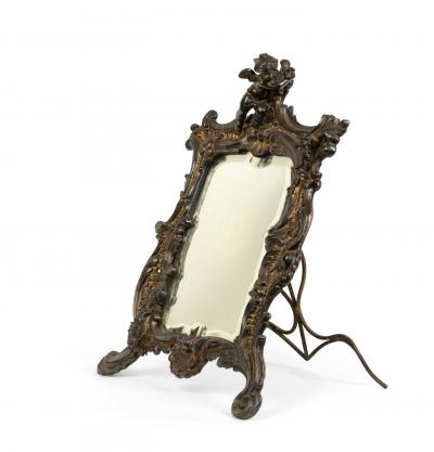 French Louis XV Style Silver Plate Dressing Table Vanity Mirror