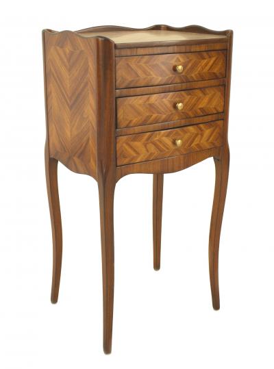 French Louis XV Style Tulipwood Small Bedside Table