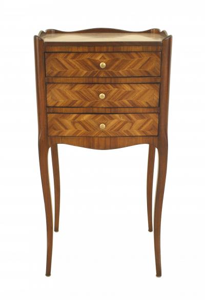 French Louis XV Style Tulipwood Veneer Table Commode