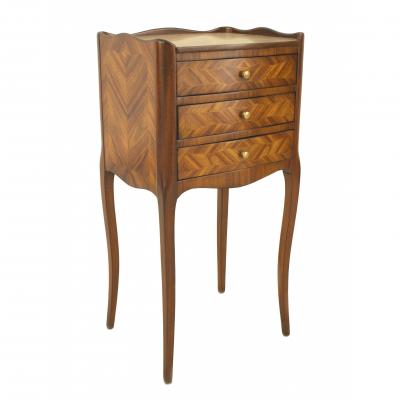 French Louis XV Style Tulipwood Veneer Table Commode