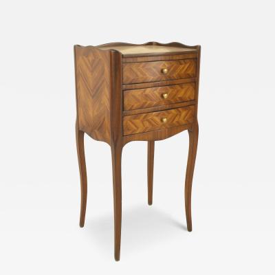 French Louis XV Style Tulipwood Veneer Table Commode