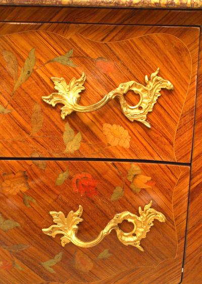 French Louis XV Style Veneer and Bronze Trimmed Commode